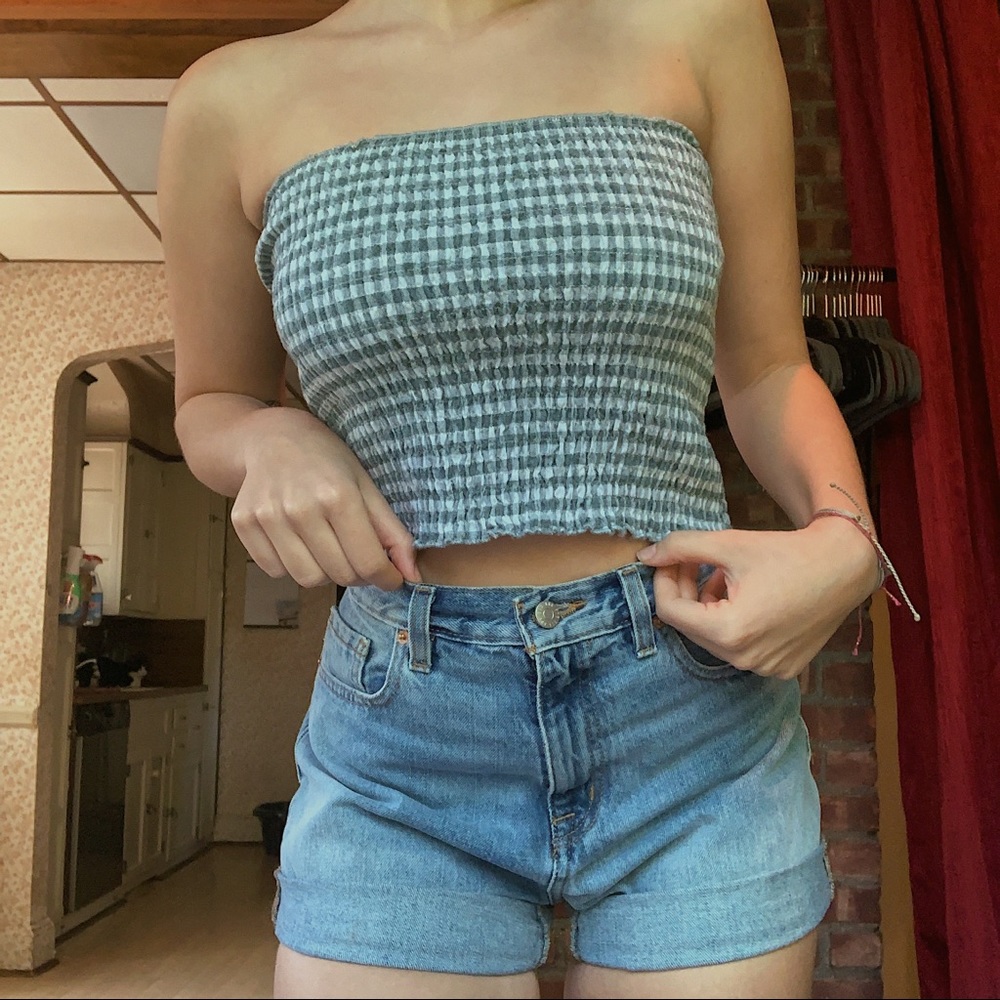 Green Gingham Tube Top